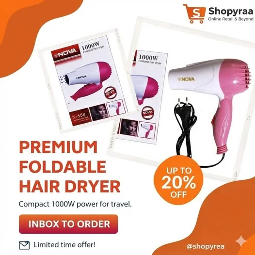 Foldable Hair Dryer – Compact Travel Hair Dryer with Fast Drying