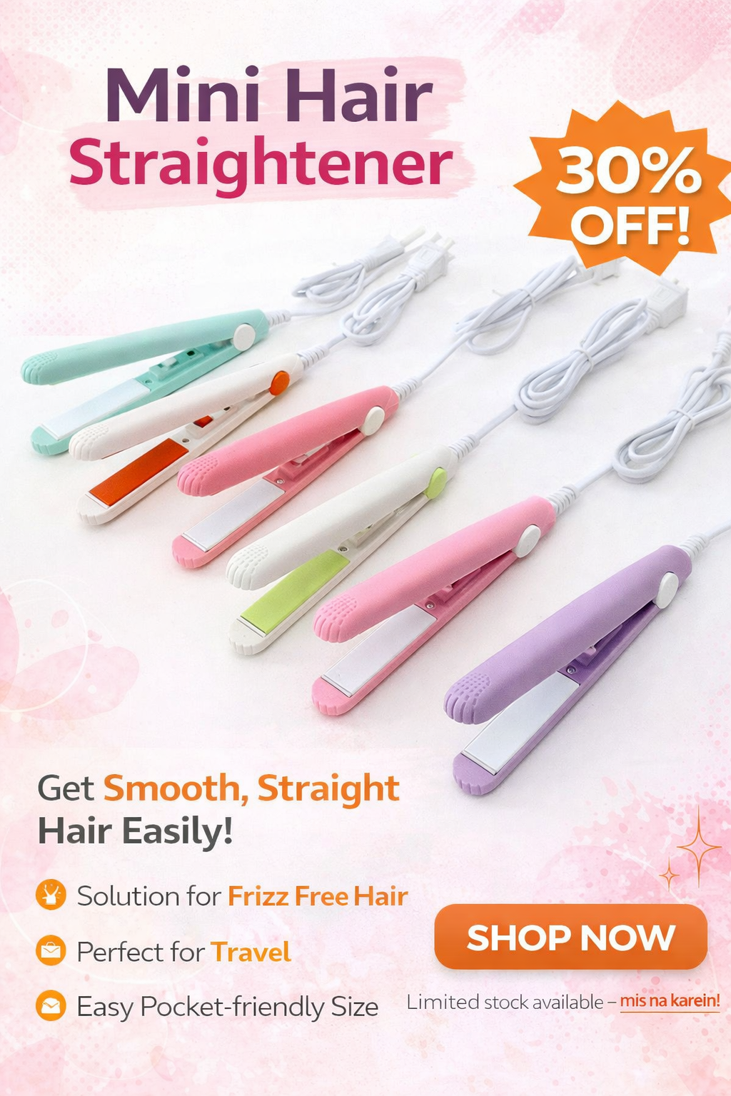 Mini Hair Straightener Portable Ceramic Hair Iron